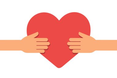 Eller kalp ikonu vektör illüstrasyonunu tutar