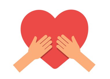 Eller kalp ikonu vektör illüstrasyonunu tutar