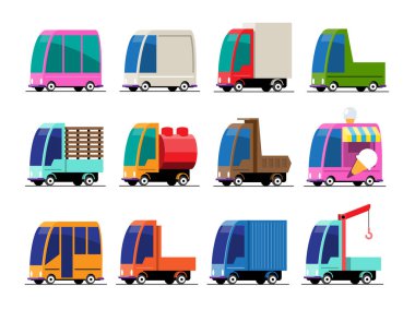 Kamyon, otobüs ve teslimat araçları.