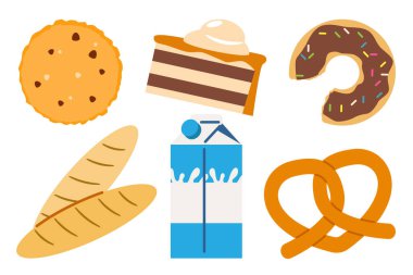 Düz Biçimli Pastane ve Tatlı Simgeleri