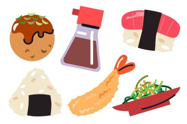 Düz Tasarım Japon Mutfak Elementleri