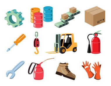Depo ve Endüstriyel Ekipman Vektör Tanımlamasını Ayarla