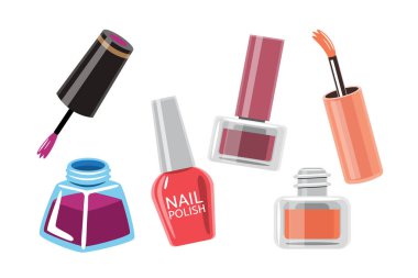 Renkli Çivi Cila Şişeleri ve Fırçaları