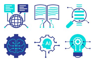 Yapay Zeka ve Makine Öğrenme Teknolojisi Simgeleri Ayarlandı