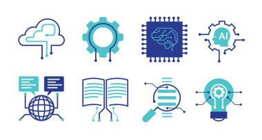 Yapay Zeka ve Makine Öğrenme Teknolojisi Simgeleri Ayarlandı
