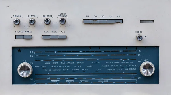 Vintage Radio Tune Equipment, close-up details with empty room for text, Braga, Portugal.