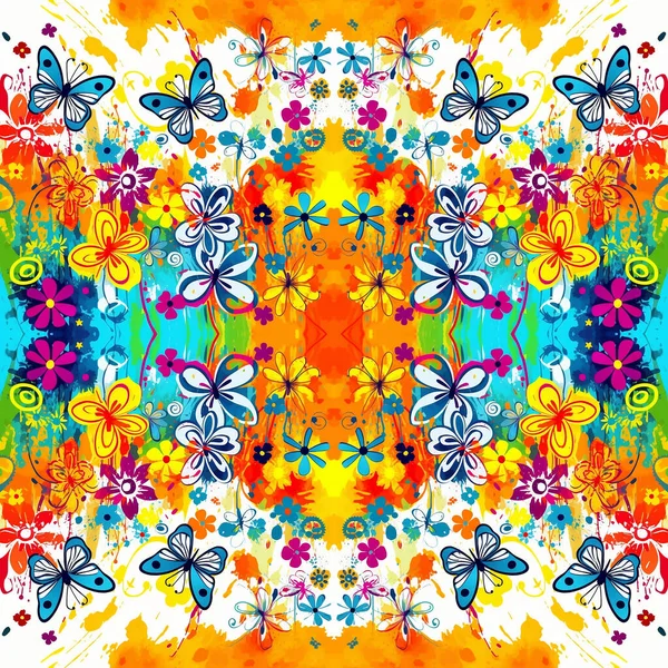 Абстрактный Цветочный Фон Яркими Психоделическими Цветами Брага Португалия Лицензионные Стоковые Фото