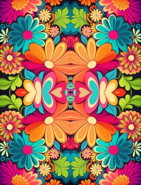 Canlı psikedelik renklere sahip soyut çiçek arkaplanı, Braga, Portekiz.