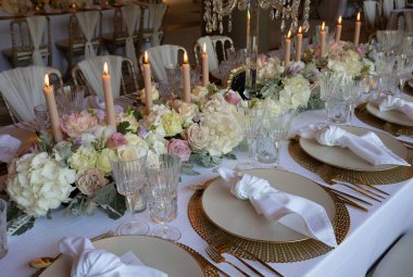 Lüks Düğün Masası Dekorasyonu, Braga, Portekiz.