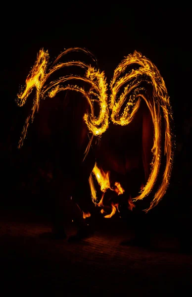 Танцы Огнем Движение Огня Время Шоу Португалия — стоковое фото