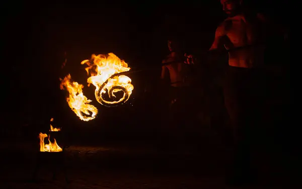August 2023 Feuershow Von Malatitsch Bei Der Veranstaltung Viagem Medieval — Stockfoto