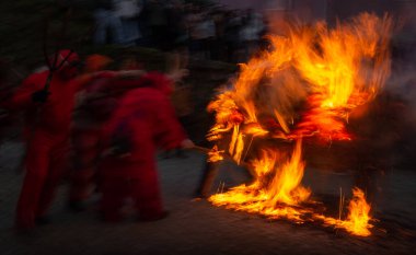 The Burn of the Dumb during the Carnival of Lazarim, Viseu, Portugal.