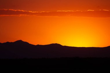 İspanya 'nın Günbatımında Brihuega Lavanta Tarlaları.