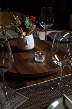 Sevgililer Günü 'nde Restoran Masası Dekorasyonu, Braga, Portekiz.