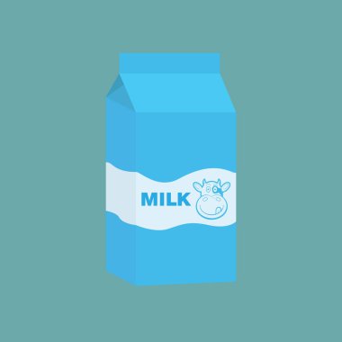 Süt kutusu düz tasarım vektör çizimi