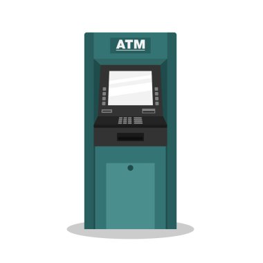 Arkaplan düz tasarım vektör illüstrasyonu ile ATM açık