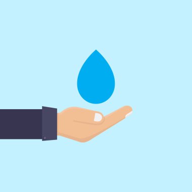 Su kavramını, suyu, düz tasarım vektör illüstrasyonunu kaydet