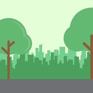 Yeşil çevre konsepti, yeşil şehir, düz tasarım vektör çizimi