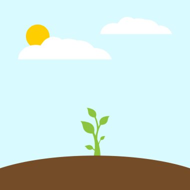 Yeşil çevre konsepti, bitki tohumu, düz tasarım vektör çizimi