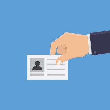 El ele tutuşan kartvizit düz tasarım vektör çizimi