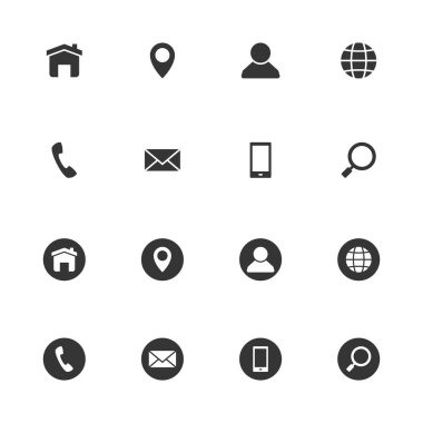 Kartvizit siyah renk vektörü için simge ayarlandı