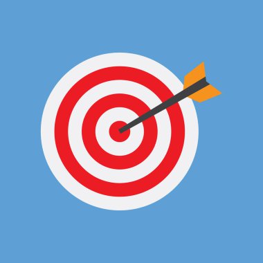 Hedef tahta ve ok simgesi düz deign vektör çizimi