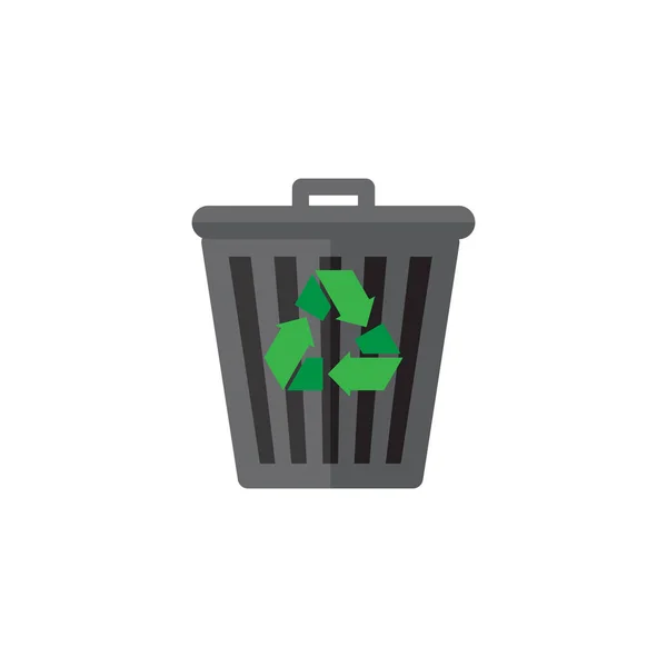 Trash Can Recycle Icon Flat Design Vector Illustration — Archivo Imágenes Vectoriales