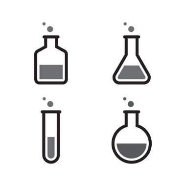 Şişe laboratuvar simgesi siyah renk vektör tasarım örnekleme şablonu