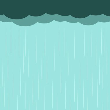 Bulutlu ve yağmurlu düz tasarım vektör çizimi