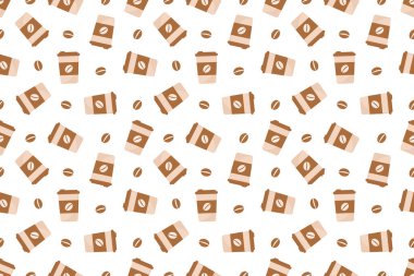 Coffee seamless pattern abstract on white background vector design