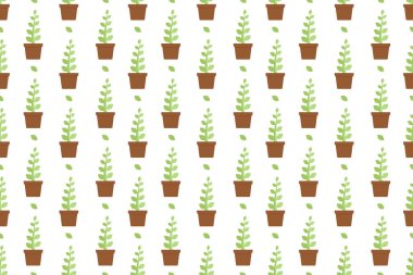 Plant in pot seamless pattern on white background vector design