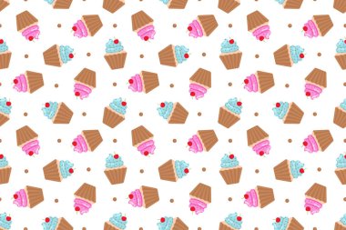 Cupcake seamless pattern abstract on white background vector design