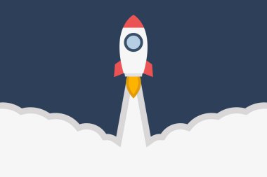 Rocket launch flat design vector illustration