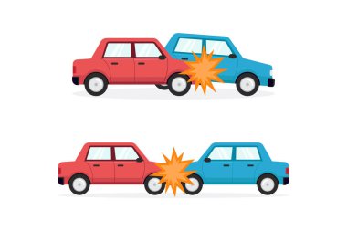 Araba kazası vektör çizimi, araba nakliye kazaları araba çarpması.