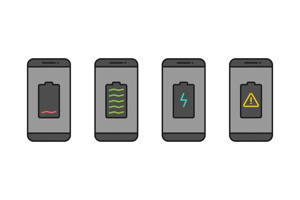Smartphone Notificación Batería Símbolo Del Icono Del Vector Teléfono Inteligente — Archivo Imágenes Vectoriales