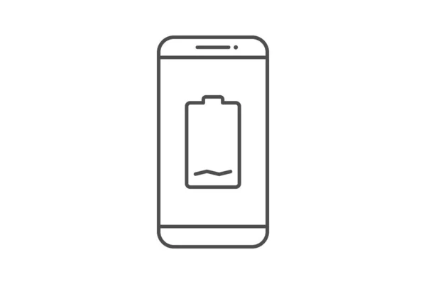 Símbolo Sinal Ícone Linha Vetor Notificação Bateria Smartphone Smartphone Bateria — Vetor de Stock