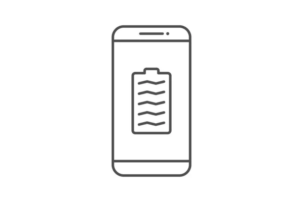 Símbolo Sinal Ícone Linha Vetor Notificação Bateria Smartphone Smartphone Bateria — Vetor de Stock