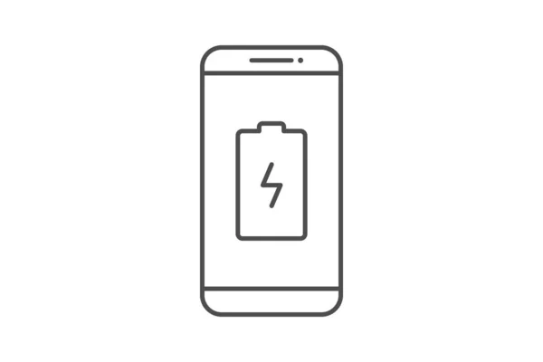 Símbolo Sinal Ícone Linha Vetor Notificação Bateria Smartphone Carga Smartphone — Vetor de Stock