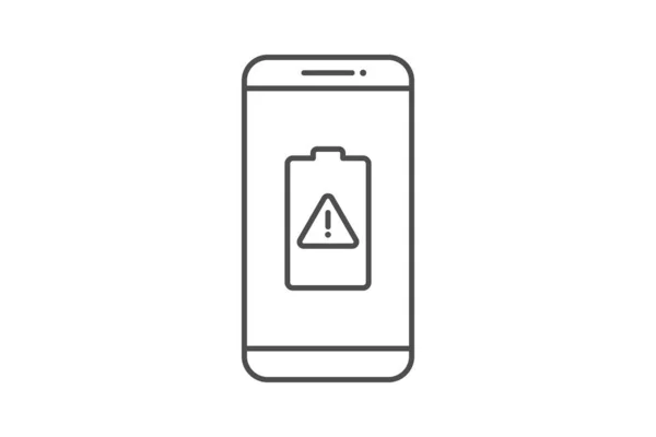 Símbolo Sinal Ícone Linha Vetorial Notificação Bateria Smartphone Smartphone Bateria — Vetor de Stock