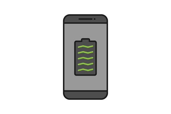 Smartphone Notificación Batería Símbolo Icono Vector Teléfono Inteligente Batería Llena — Archivo Imágenes Vectoriales