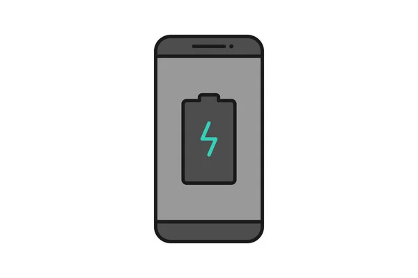 Sygnał Znaku Wektora Baterii Smartfona Ładowanie Smartfona Baterii — Wektor stockowy