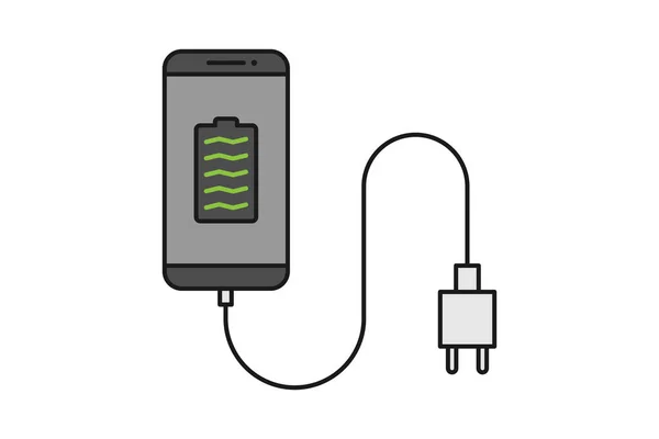 Smartphone Caricabatterie Linea Icona Segno Simbolo Vettore Smartphone Presa Elettrica — Vettoriale Stock