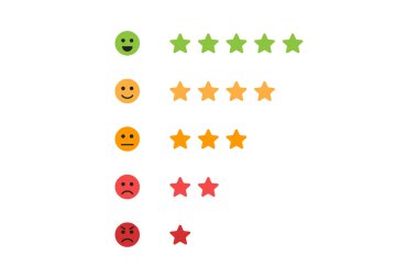 Yıldız geribildirim vektörü, beş yıldız, iyi ve kötü inceleme vektörü çizimi