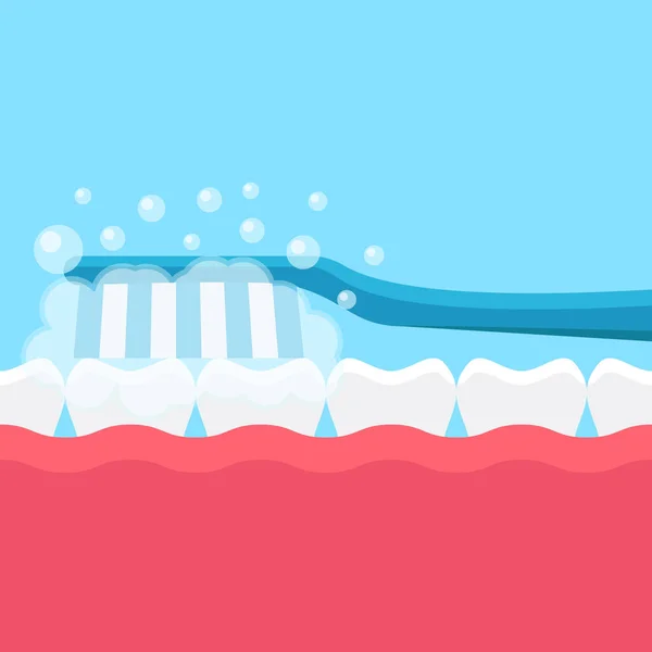 Szczoteczka Zęby Ilustracja Wektor Płaski Szczoteczka Zębów Zęby Pasta Zębów — Wektor stockowy