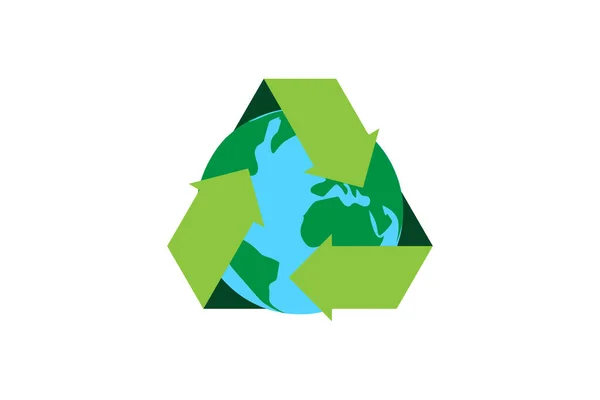 Zielone Środowisko Ziemia Ilustracja Wektor Płaski Ziemia Recykling Płaski Projekt — Wektor stockowy