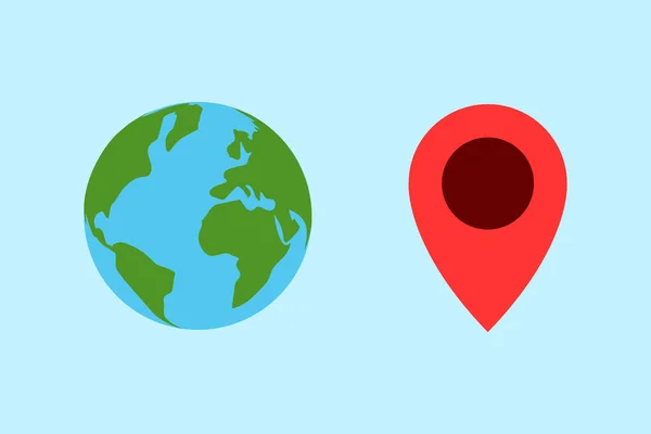 Dünya Pin Haritası Simgesi Işaret Sembolü Tasarımı Illüstrasyonuname — Stok Vektör