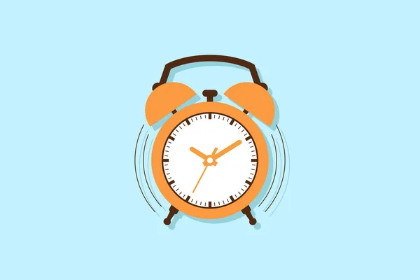Reloj Despertador Sobre Fondo Azul Diseño Plano Vector Ilustración — Archivo Imágenes Vectoriales