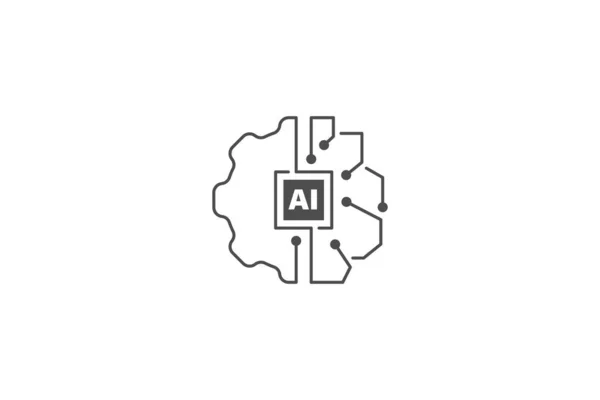 Künstliche Intelligenz Icon Vektor Design Mit Gehirn Und Technologie Symbol — Stockvektor
