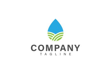 Tarım yeşil su logosu veya yeşil su çiftliği logosu tasarımı