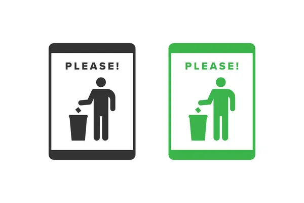 Trash Icon Design Vektor Grüne Farbe Icon Board Menschen Werfen — Stockvektor